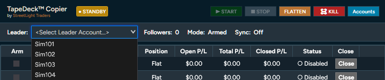 Select your SIM Leader from the dropdown.